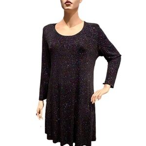 S. L. Fashions A-Line Midi / Knee Dress Plus Size 20 Black Sparkly Long Sleeves